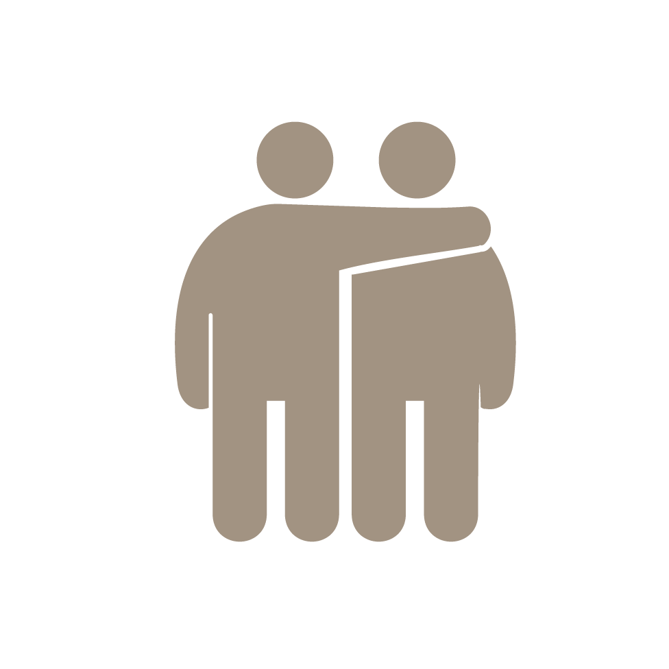 Icon of person with arm around another person