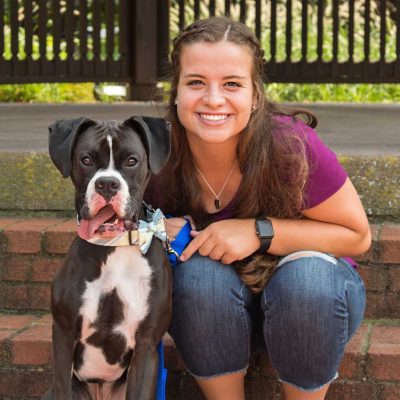 young woman with dog